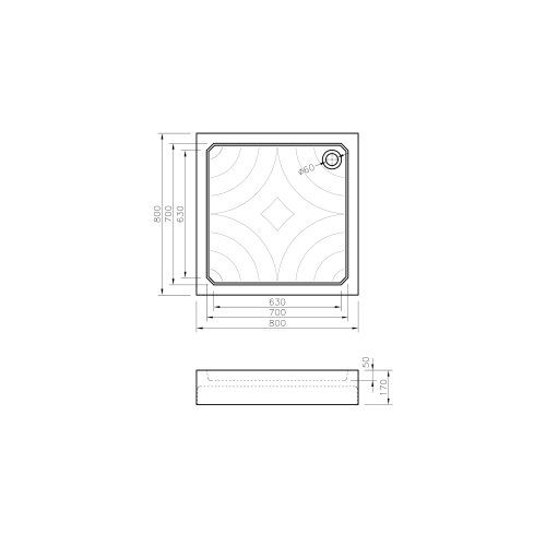 Поддон Koller Pool Grace акриловый 80x80, квадратный (GRACE80S)