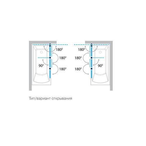 Шторка на ванную Koller Pool QP96(right) трехэлементная 1500x1400 chrome; grape (QP96(right) chrome,grape)