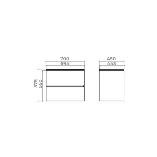 Тумба консольная Koller Pool NEON CUBE 700 (белая) с умывальником GLR 70 (NC700BLP)