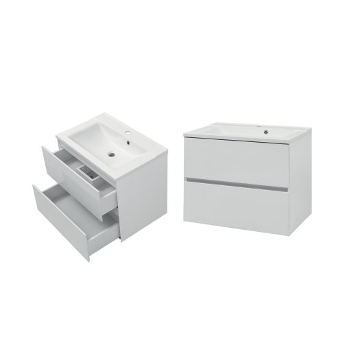 Тумба консольная Koller Pool NEON CUBE 700 (белая) с умывальником GLR 70 (NC700BLP)