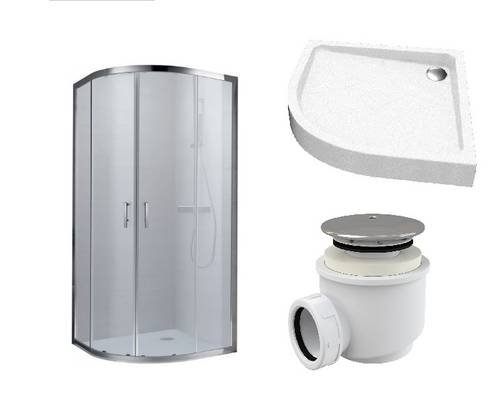 Душова кабіна Koller Pool ROUND напівкругла 900x900x1900 мм grape + піддон Grace 900х900 напівкруглий + сифон A47CR-60 (R90RG+GRACE90R+A47CR-60)