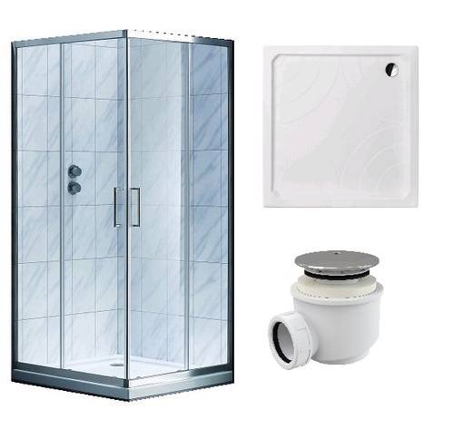 Душевая кабина Koller Pool STYLE квадратная 900x900x1900 мм прозрачная + поддон Grace 900х900 квадр + сифон A47CR-60 (S90SC+GRACE90S+A47CR-60)