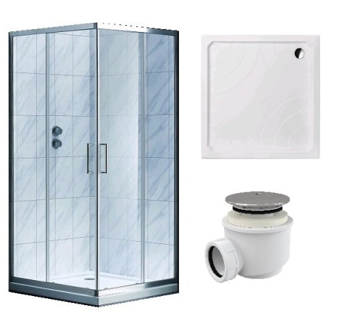 Душевая кабина Koller Pool STYLE квадратная 900x900x1900 мм прозрачная + поддон Grace 900х900 квадр + сифон A47CR-60 (S90SC+GRACE90S+A47CR-60)
