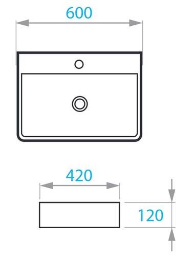 Умывальник на столешницу Koller Pool KVADRO 600х420 мм (KR-0600M-WB)