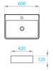 Умывальник на столешницу Koller Pool KVADRO 600х420 мм (KR-0600M-WB)