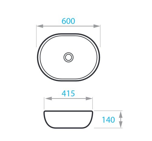 Умывальник на столешницу Koller Pool ROUND 600х415 мм (RN-0600-WB)