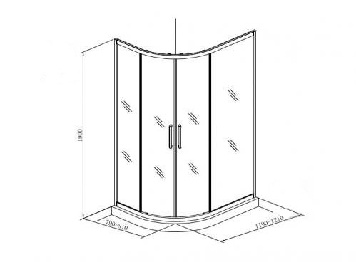Душова кабіна Koller Pool ROUND напівкругла 1200x800x1900 мм скло прозоре (2 частини) (R12080RC)