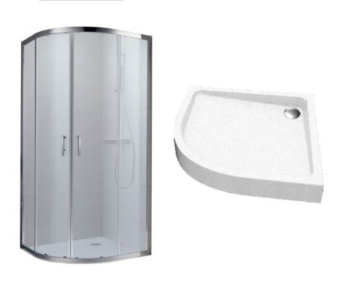 Душова кабіна Koller Pool ROUND напівкругла 900x900x1900 мм прозоре + піддон Grace 900х900 полукр (R90RC+GRACE90R)