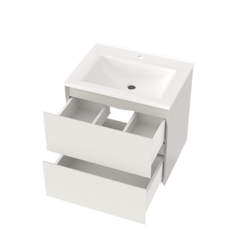 Тумба консольна Koller Pool NEON CUBE 600 (біла) з умивальником GLR 60 (NC600BLP)