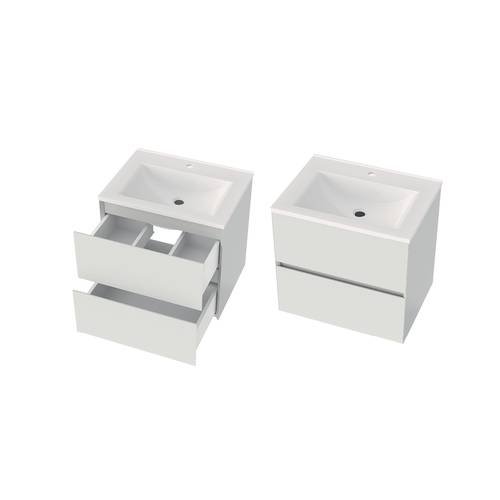 Тумба консольна Koller Pool NEON CUBE 600 (біла) з умивальником GLR 60 (NC600BLP)