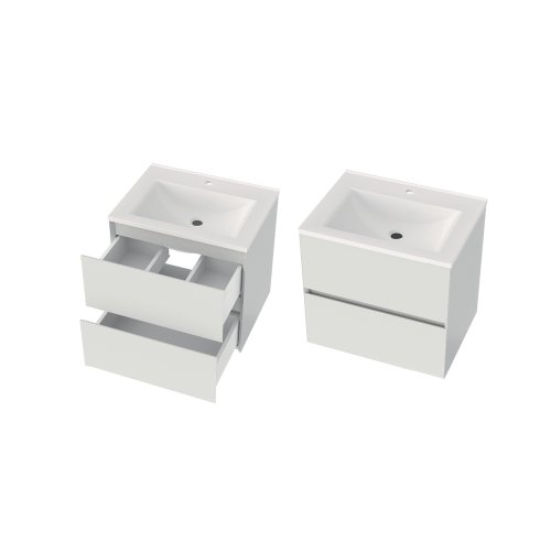 Тумба консольна Koller Pool NEON CUBE 600 (біла) з умивальником GLR 60 (NC600BLP)