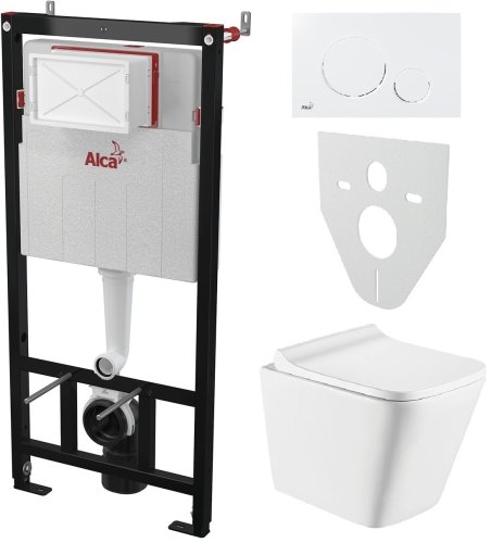 Инсталляция AlcaPlast 4в1 AM101/1120 с белой круглой кнопкой M670 + подвесной унитаз TREND (AM101/1120-4:1 RU M670-0001