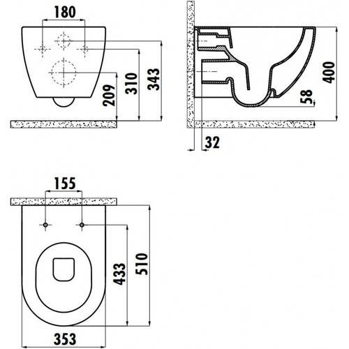 Инсталляция AlcaPlast 4в1 AM101/1120 с черной матовой прямоугольной кнопкой M578 + подвесной унитаз Free Black matt Rim-off (AM101/1120-4:1 M578-0001 + FE322-11SM00E-0)