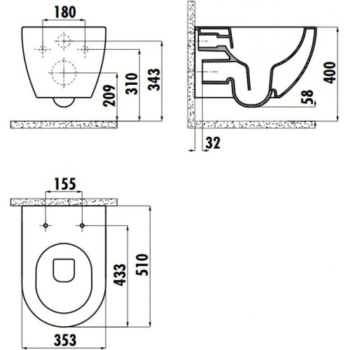 Инсталляция AlcaPlast 4в1 AM101/1120 с черной матовой прямоугольной кнопкой M578 + подвесной унитаз Free Black matt Rim-off (AM101/1120-4:1 M578-0001 + FE322-11SM00E-0)