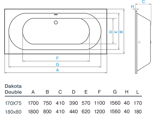 Ванна Koller Pool Dakota Double 170х75 (DAKOTAD170X75)