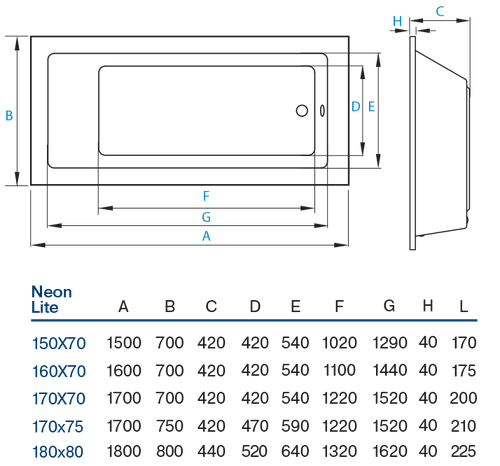 Ванна Koller Pool Neon Light 180х80 (NEONLIGHT180X80)