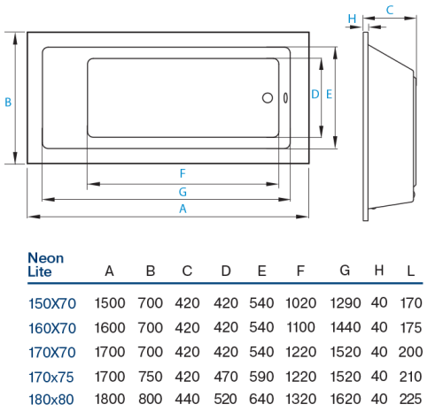 Ванна Koller Pool Neon Light 180х80 (NEONLIGHT180X80)
