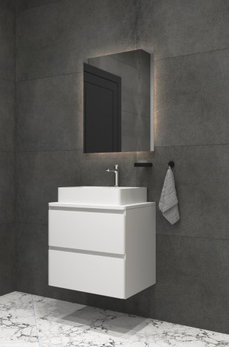 Тумба консольная белая Koller Pool STYLE 70cм под накладной умывальник Kvadro 60см (2022ST-101570)