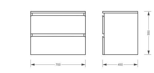 Тумба консольная белая Koller Pool STYLE 70cм под накладной умывальник Kvadro 60см (2022ST-101570)