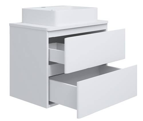 Тумба консольная белая Koller Pool STYLE 70cм с умывальником Kvadro 60см (2022ST-101570 + KR-0600M-WB)