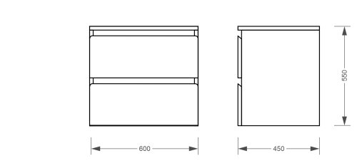 Тумба консольная белая Koller Pool STYLE 60cм с умывальником Kvadro 50см (2022ST-101560 + KR-0500M-WB)