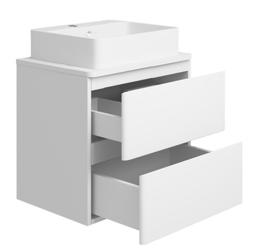 Тумба консольная белая Koller Pool STYLE 60cм с умывальником Kvadro 50см (2022ST-101560 + KR-0500M-WB)