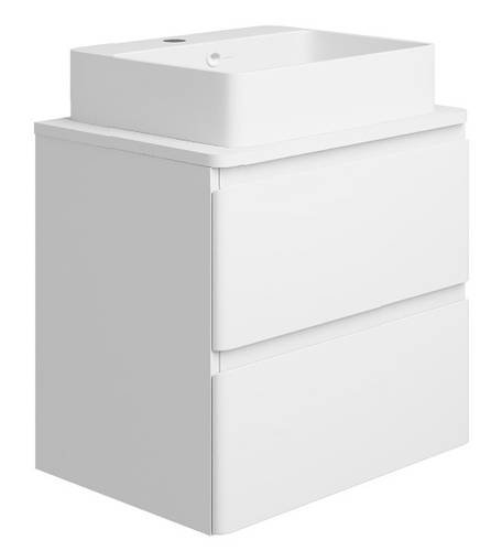 Тумба консольная белая Koller Pool STYLE 60cм с умывальником Kvadro 50см (2022ST-101560 + KR-0500M-WB)