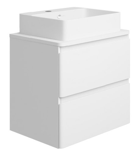 Тумба консольная белая Koller Pool STYLE 60cм с умывальником Kvadro 50см (2022ST-101560 + KR-0500M-WB)