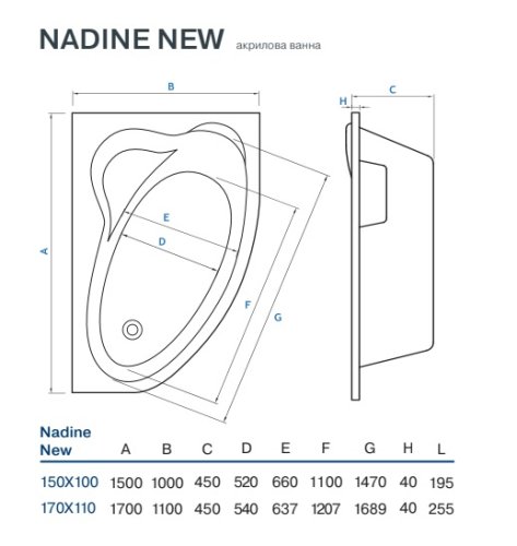 Ванна Koller Pool Nadine new 150х100 L (NADINENEW150X100L)