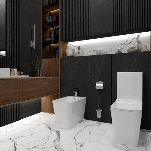 Напольный унитаз Koller Pool KVADRO SMART с сиденьем Soft-close + бачок (Смыв Торнадо) (KR-0610-RQ-C+KR-0610-RQ-T)