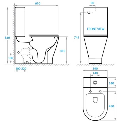 Напольный унитаз Koller Pool TWIST комплект с сиденьем Soft-close + бачок (TW-0610-RC-C+TW-0610-RC-T)