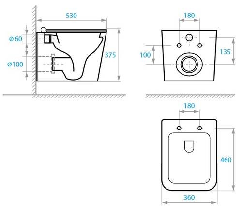 Унітаз підвісний Koller Pool KVADRO з сидінням Soft-close (змив Торнадо) (KR-0530-RQ)