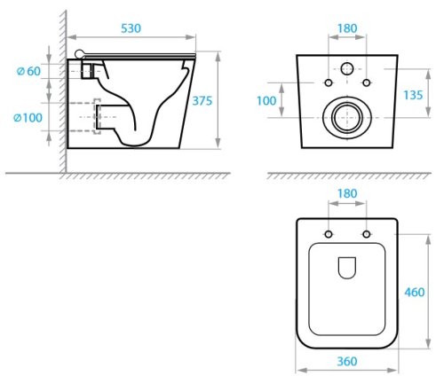 Унітаз підвісний Koller Pool KVADRO з сидінням Soft-close (змив Торнадо) (KR-0530-RQ)