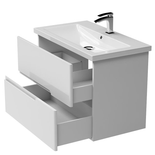 Тумба консольная Koller Pool GRACE 800 (белый глянец) с умывальником (GR080WHITE)