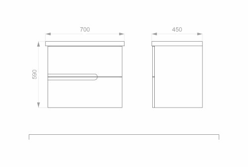 Тумба консольная Koller Pool GRACE 700 (графит матовый) с умывальником (GR070GRAPH)