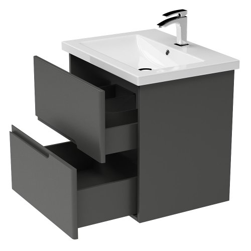 Тумба консольная Koller Pool GRACE 700 (графит матовый) с умывальником (GR070GRAPH)