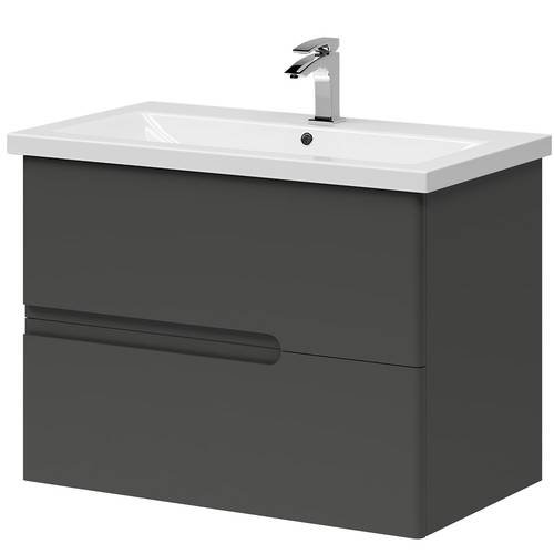 Тумба консольная Koller Pool GRACE 800 (графит матовый) с умывальником (GR080GRAPH)