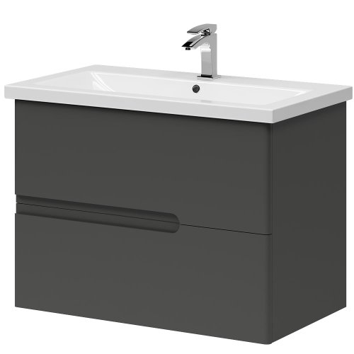 Тумба консольная Koller Pool GRACE 800 (графит матовый) с умывальником (GR080GRAPH)