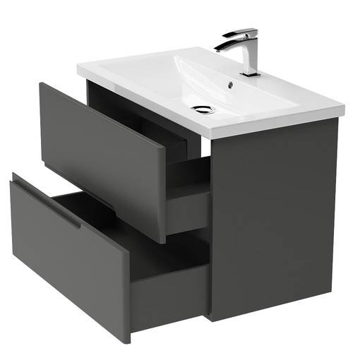 Тумба консольная Koller Pool GRACE 800 (графит матовый) с умывальником (GR080GRAPH)