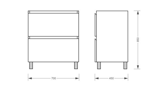 Напольная тумба Koller Pool EDGE NEW 700 (белый) с умывальником (EDNEW070WHITE)