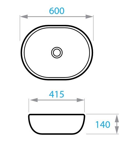 Умывальник на столешницу Koller Pool ROUND 600х415 мм, черный матовый (RN-0600-WB-MB)