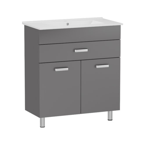 Тумба универсальная с умывальником RJ VELUM-L 60см, серая (RJFU037-4160GRSET(RJFU037-4160GR+RZJ610))