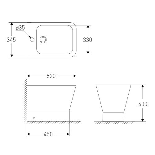 Биде напольное VOLLE RAMIRO (52*34,5*40 см) (1388.162007)