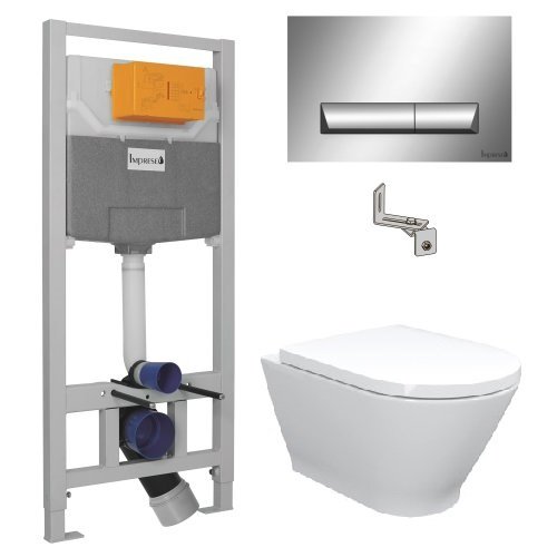 Набор инсталляций с унитазом IMPRESE LEDNICE подвесной унитаз, IMPRESE i8120 установка 3в1, клавиша хром Pan (c06807900+i8120)