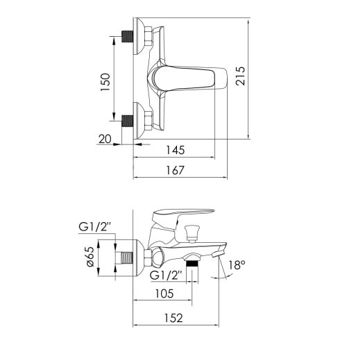 Душевой набор VOLLE DIOS смеситель для ванны, DIOS система душевая без смесителя (1536.030101+1536.090101), cromo (SET20230923)