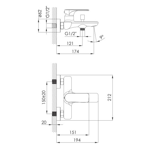 Душевой набор IMPRESE BILINA смеситель для ванны, душевой гарнитур (10225+f03800101DR), хром (SET20230907)