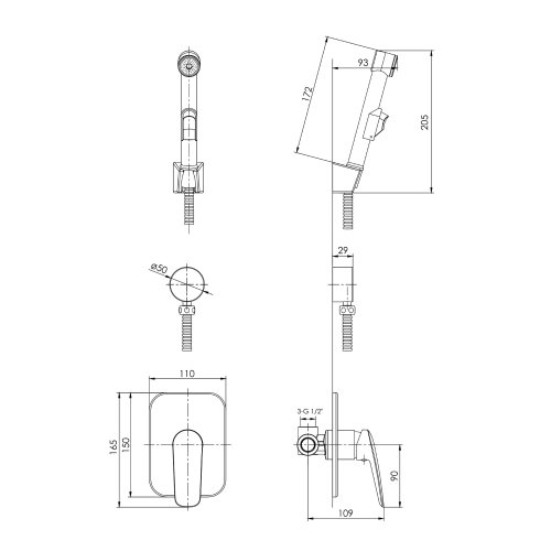 Гігієнічний душ IMPRESE PRAHA new набір гігієнічний, (VR15030Z-BT+05030PP), хром (SET20230921)