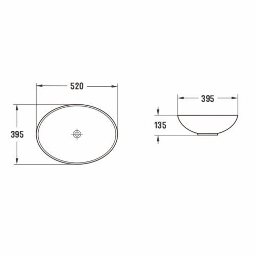 Умывальник накладной VOLLE PIEDRA 52*39,5*13,5 см, темный мрамор (1301.005232)