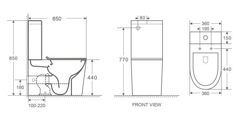 Унитаз напольный VOLLE LUGO Rimless, бачок с нижним подводом 3/4,5л, сиденье жесткое Slim slow-closing, черный мат (1348.472004)