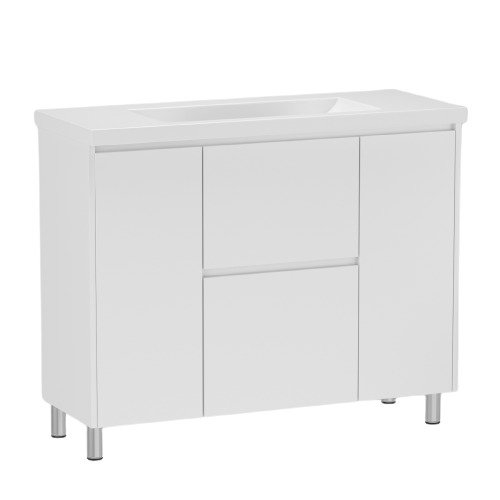 Тумба с умывальником RJ FLORA-XO 100см, белая (RJFU073-01100WHSET(RJFU073-01100WH+K32-016-EX))